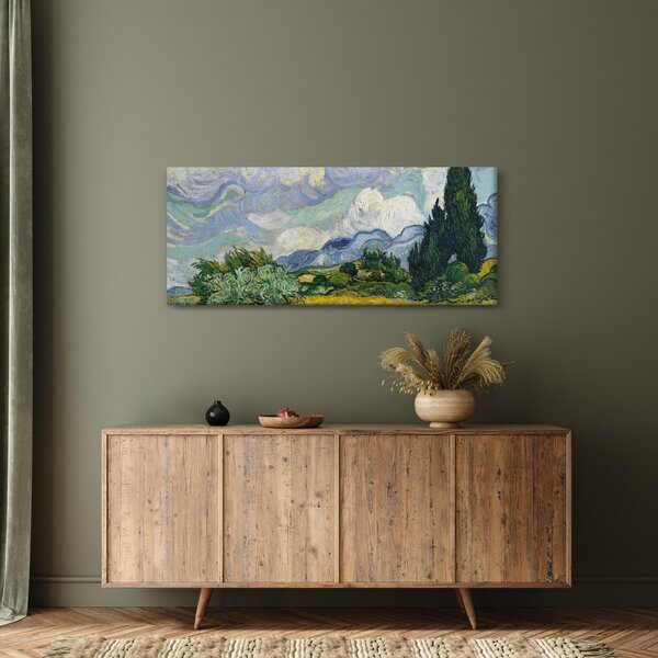 Tablou - Vincent van Gogh, Wheat Field with Cypresses, reproducere (120x50 cm)