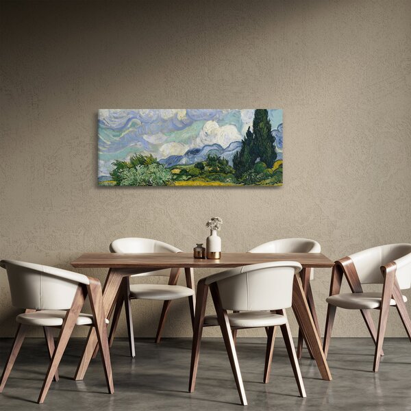 Tablou - Vincent van Gogh, Wheat Field with Cypresses, reproducere (120x50 cm)