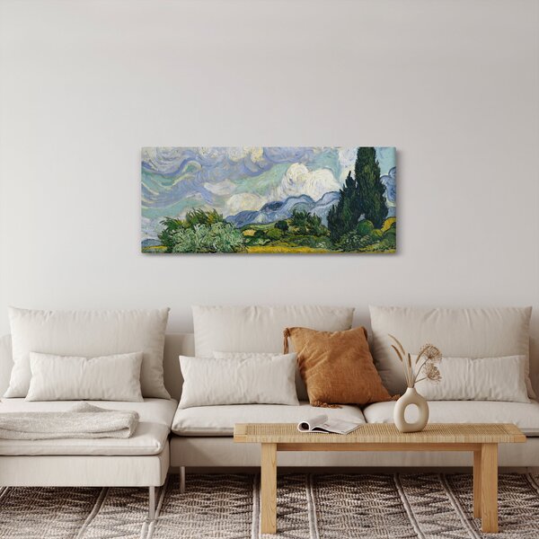 Tablou - Vincent van Gogh, Wheat Field with Cypresses, reproducere (120x50 cm)