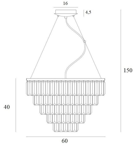 Lustră pe cablu MAXLIGHT P0424 MONACO 15xG9/40W/230V d. 60 cm auriu