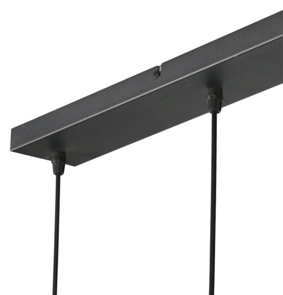 Anne Light Lampă suspendată Silva, 5 becuri, lungă, neagră, cu tije din bambus, reglabil, Lemn, Camera de zi / sufragerie, Metal
