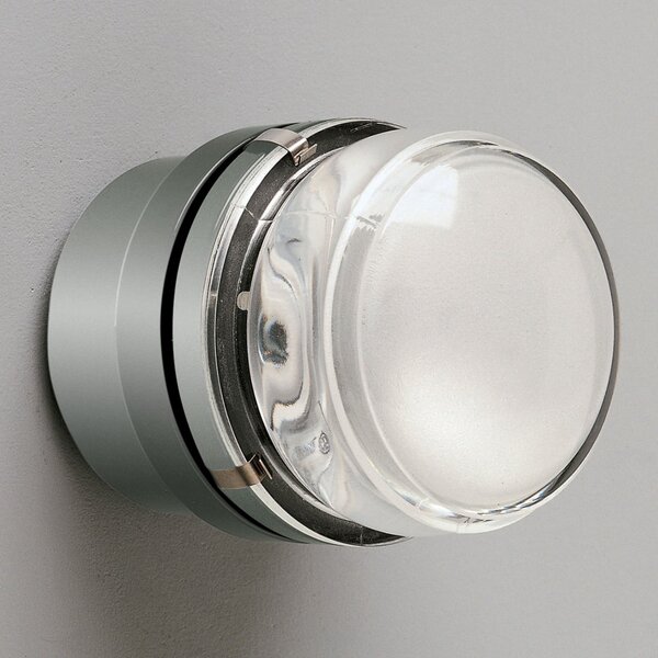 Oluce Fresnel - Aplică cu lentilă din sticlă IP44 cromată, reglabil, Transparent, Baie, Sticlă, Design, Plafon rotund direct