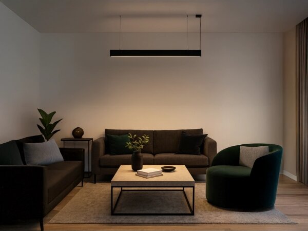 Lampă suspendată LED pe cablu, 55 W, 230 V, 3000/4000/6500 K, 120 cm, neagră