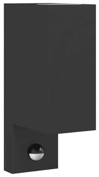 Lampă exterioară de perete cu LED/senzor, negru aluminiu turnat