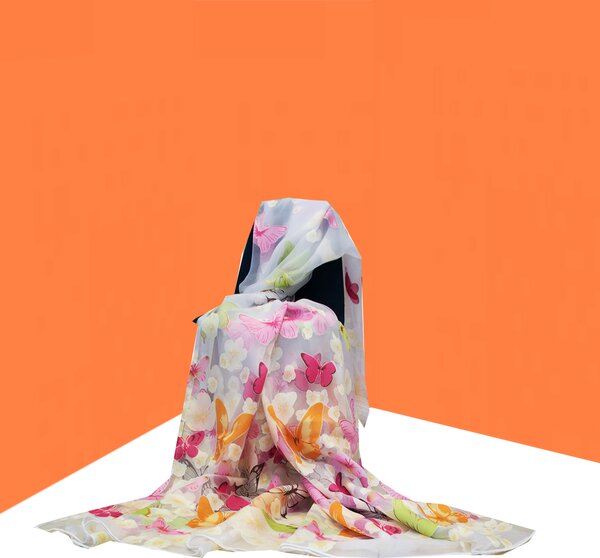 Perdele Velaria Organza cu fluturi multicolor, 370x250 cm
