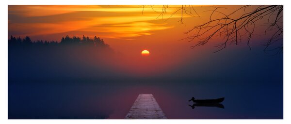 Tablou cu podul în apus de soare (120x50 cm)