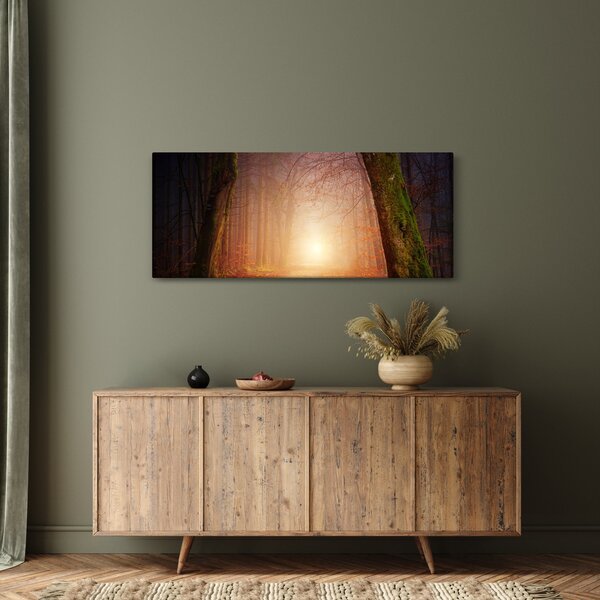 Tablou cu pădurea toamna în ceață (120x50 cm)
