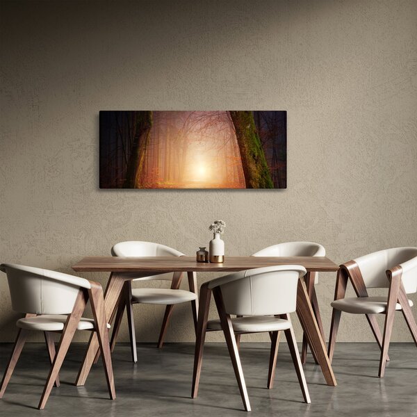 Tablou cu pădurea toamna în ceață (120x50 cm)