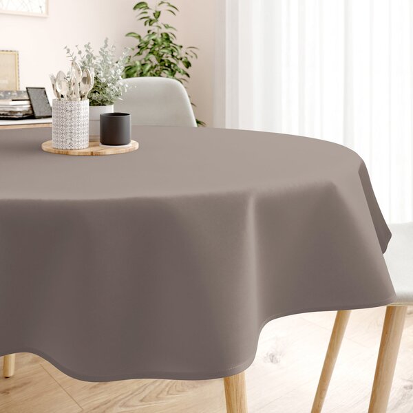 Goldea față de masă decorativă rongo deluxe - gri-maro cu luciu satinat - rotundă Ø 140 cm