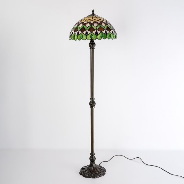 Brilagi - Lampă de podea Tiffany cu vitralii MARGARET 2xE27/60W/230V