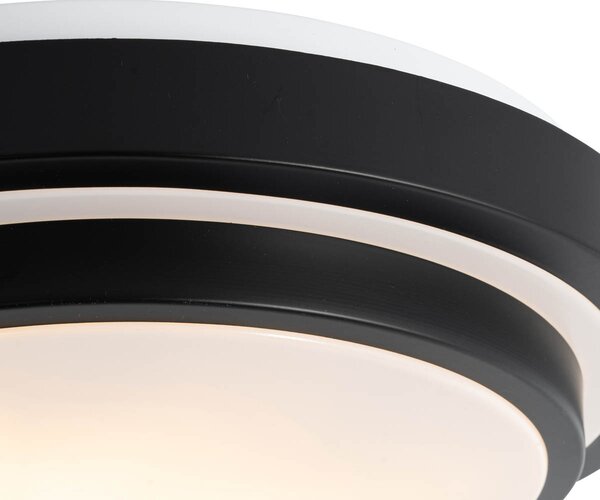 Plafonieră modernă neagră cu alb 35 cm cu 2 lumini IP44 - Walden