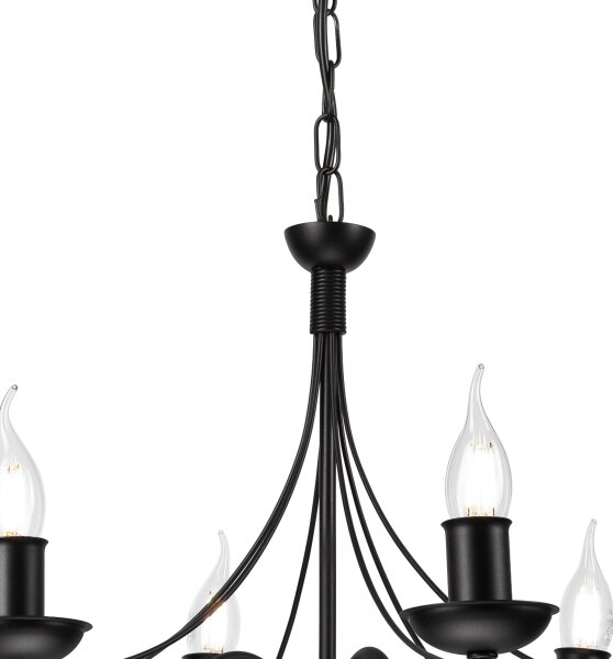 Lustră pe lanț DONATO 6xE14/40W/230V negru