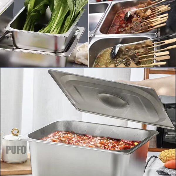Tava gastronorm Pufo din inox pentru depozitare alimente, ideal pentru catering, restaurante, fast food, capacitate 5 L