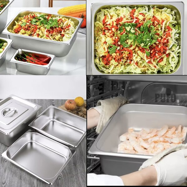 Tava gastronorm Pufo din inox pentru depozitare alimente, ideal pentru catering, restaurante, fast food, capacitate 5 L