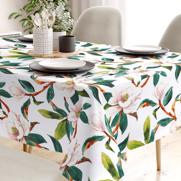 Goldea față de masă 100% bumbac - magnolie cu frunze 140 x 220 cm