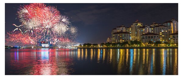 Tablou cu artificii in Singapur (120x50 cm)
