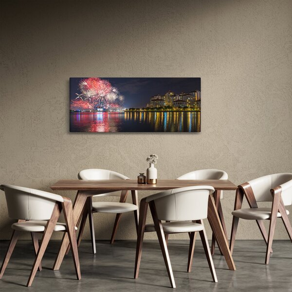 Tablou cu artificii in Singapur (120x50 cm)