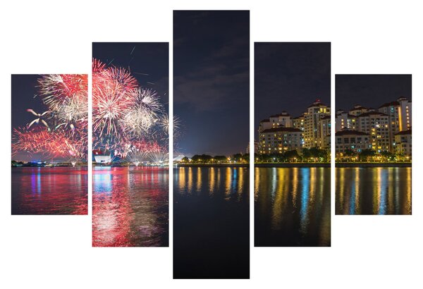 Tablou cu artificii in Singapur (150x105 cm)