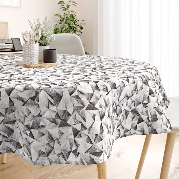 Goldea față de masă decorativă loneta - forme gri - rotundă Ø 140 cm