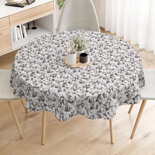 Goldea față de masă decorativă loneta - forme gri - rotundă Ø 140 cm