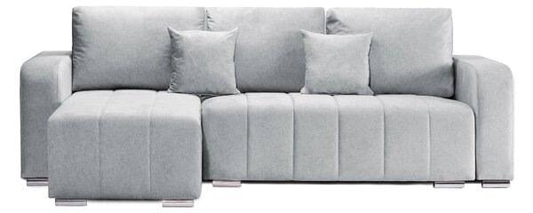 Colțar Extensibil DIEGO, cu lada depozitare, sezlong interschimbabil, 240x147x85cm, Gri-Deschis-Whisper / Stanga