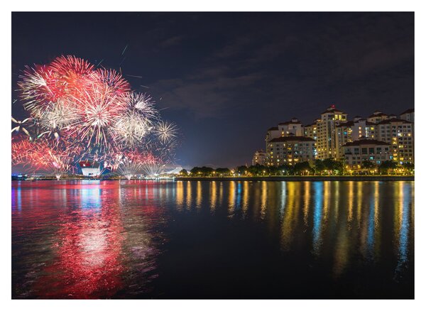 Tablou cu artificii in Singapur (70x50 cm)