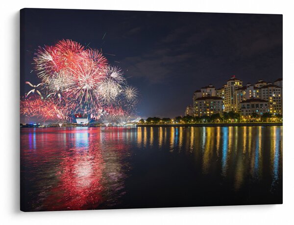 Tablou cu artificii in Singapur (70x50 cm)