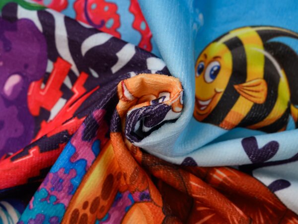 Poncho pentru copii TURTLE AND FISH albastru 60 x 90 cm Dimensiune: 60 x 90 cm