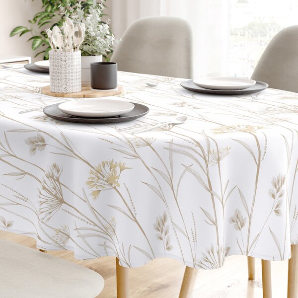 Goldea față de masă 100% bumbac - plante ornamentale - ovală 120 x 160 cm