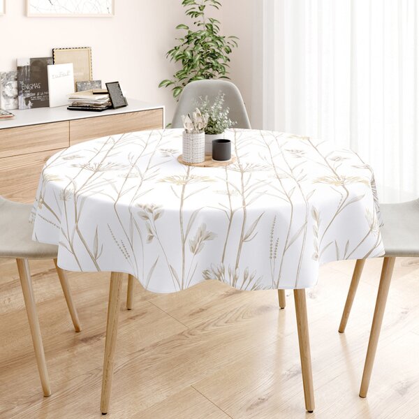Goldea față de masă 100% bumbac - plante ornamentale - rotundă Ø 160 cm