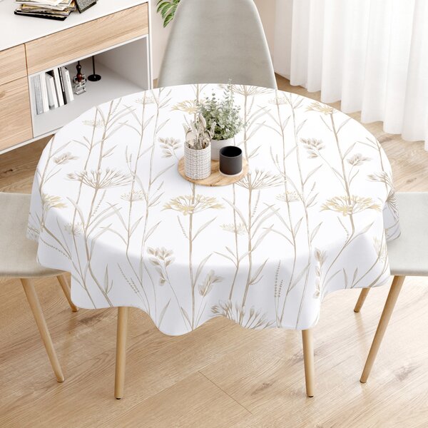 Goldea față de masă 100% bumbac - plante ornamentale - rotundă Ø 160 cm