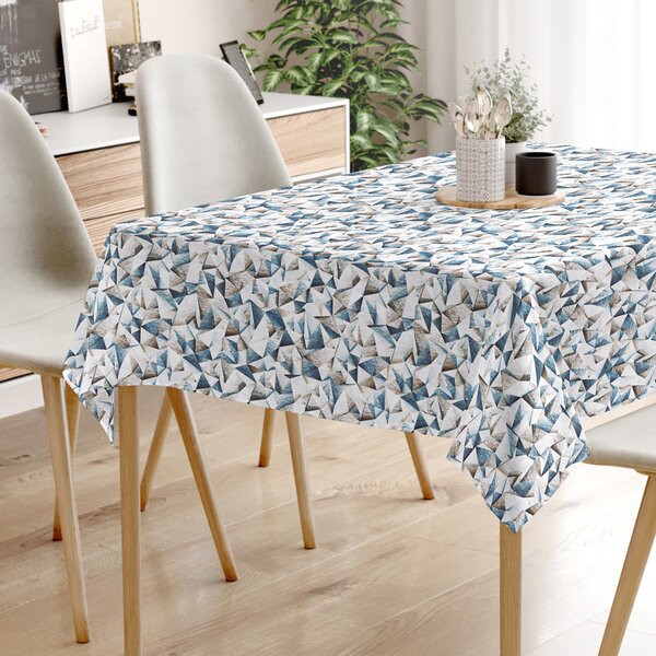 Goldea față de masă decorativă loneta - forme albastre 120 x 120 cm
