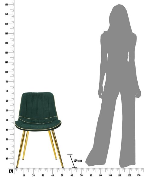 Mauro Ferretti SCAUN PARIS VERDE/AURIU SET 2 BUC CM 51X59X79