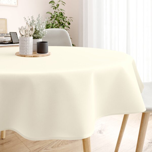 Goldea față de masă decorativă rongo deluxe - crem cu luciu satinat - rotundă Ø 140 cm