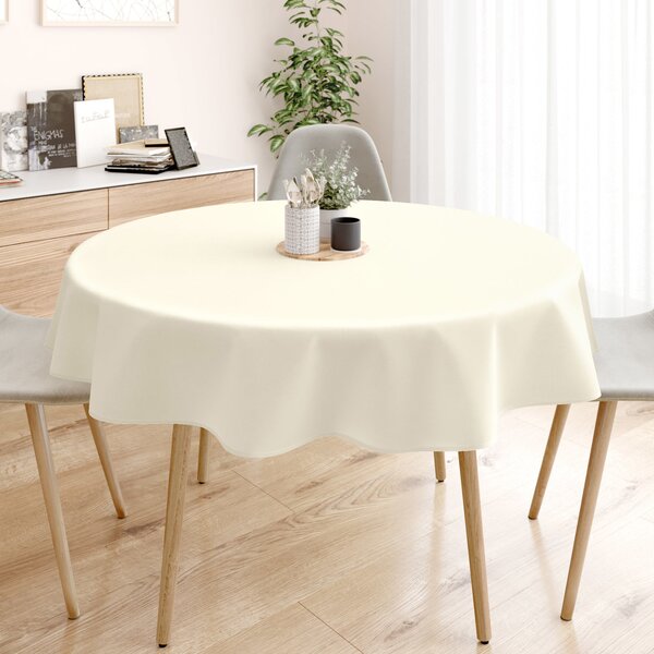 Goldea față de masă decorativă rongo deluxe - crem cu luciu satinat - rotundă Ø 160 cm