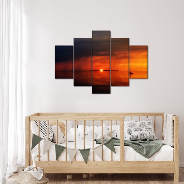 Tabloul apusului de soare cu barca (150x105 cm)