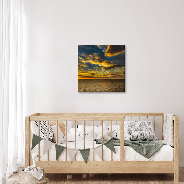 Tablou cu apus de soare la mare (30x30 cm)