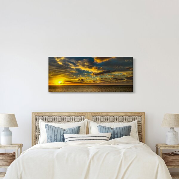Tablou cu apus de soare la mare (120x50 cm)