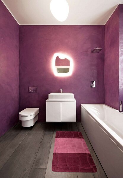 Set 2 Covorase antiderapante de baie, Model Sariyer 2576, Mov 50 x 80 / 40 x 50