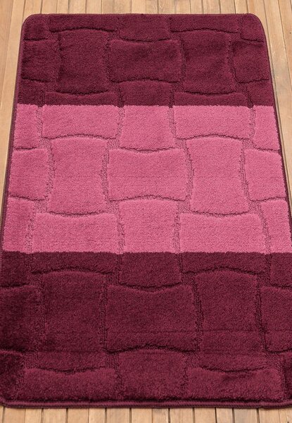 Set 2 Covorase antiderapante de baie, Model Sariyer 2576, Mov 50 x 80 / 40 x 50