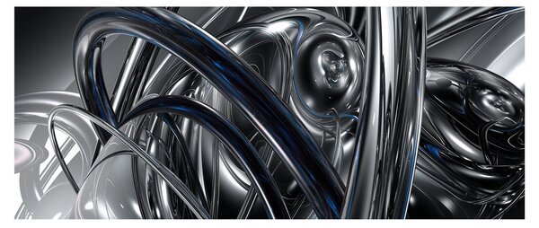 Tabloul cu abstracție gri cu albastru (120x50 cm)