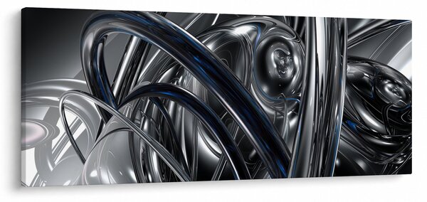 Tabloul cu abstracție gri cu albastru (120x50 cm)