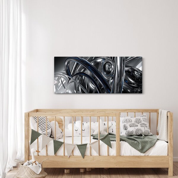 Tabloul cu abstracție gri cu albastru (120x50 cm)