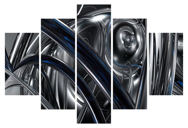 Tabloul cu abstracție gri cu albastru (150x105 cm)