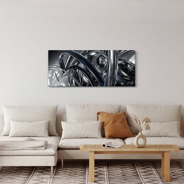 Tabloul cu abstracție gri cu albastru (120x50 cm)