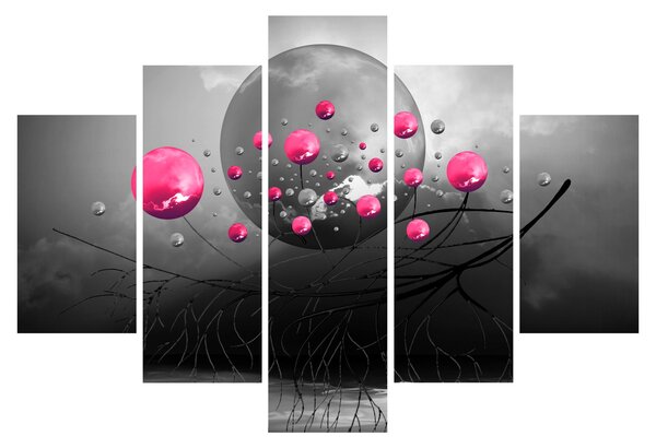 Tabloul cu bile abstracte roz (150x105 cm)