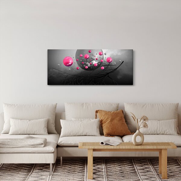 Tabloul cu bile abstracte roz (120x50 cm)
