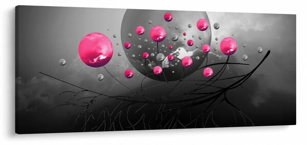 Tabloul cu bile abstracte roz (120x50 cm)