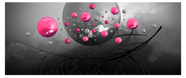 Tabloul cu bile abstracte roz (120x50 cm)