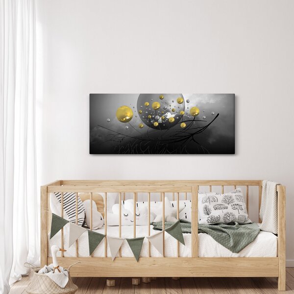 Tabloul cu bile abstracte aurii (120x50 cm)